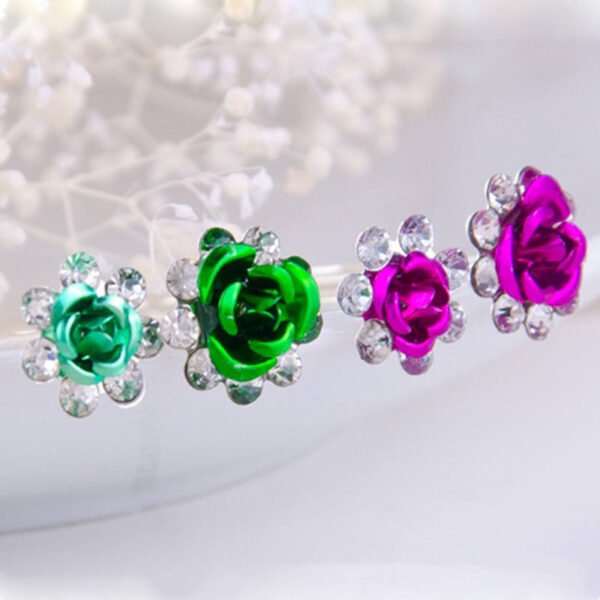 Dazzling Floral Crystal Hairpins - Image 3