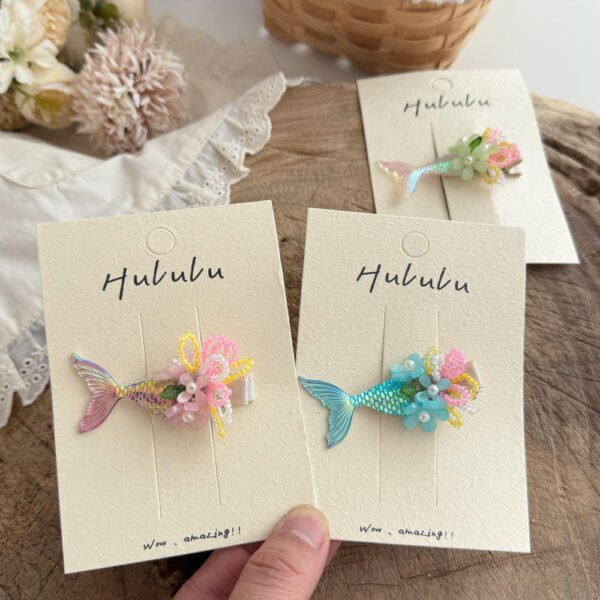 Charming Beaded Mermaid Tail Hair Clips - Image 3