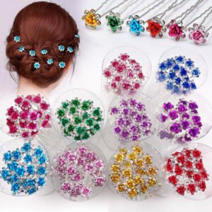 Dazzling Floral Crystal Hairpins