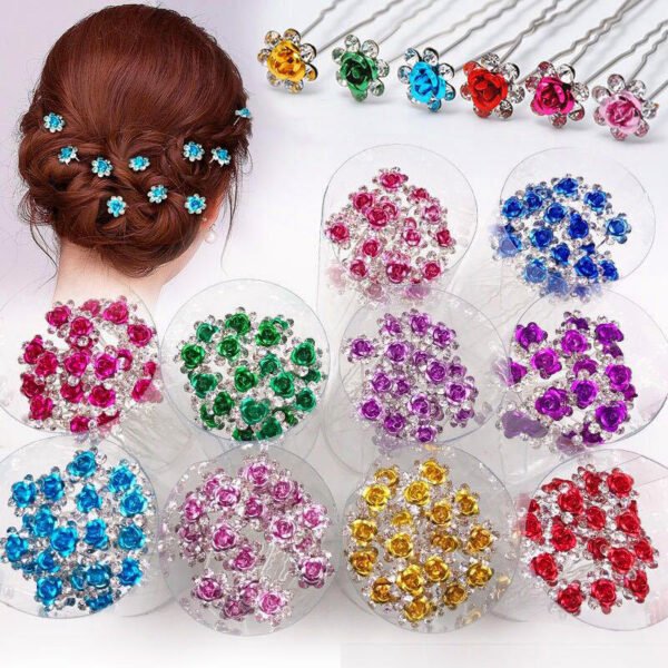 Dazzling Floral Crystal Hairpins